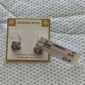 New sterling silver heart dangle earrings